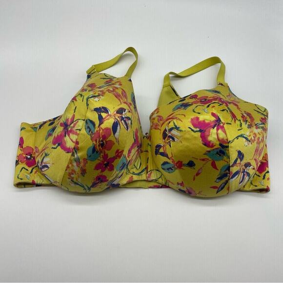 Cacique Yellow Floral Lightly Lined Balconette Bra - Picture 1 of 11